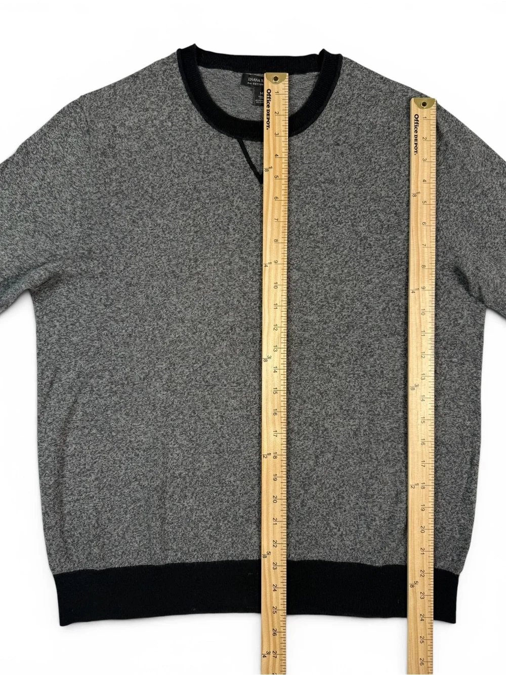 Banana Republic Gray Cashmere Blend Crewneck Sweater Black Trim Men’s Medium